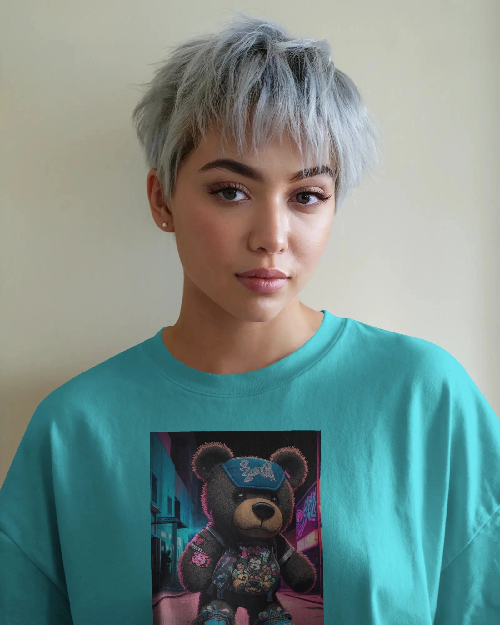 Street Teddy: Neon Hype Edition Oversized Tee