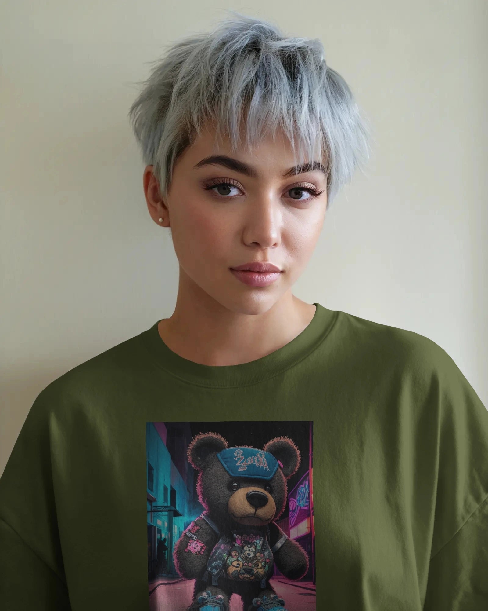 Street Teddy: Neon Hype Edition Oversized Tee