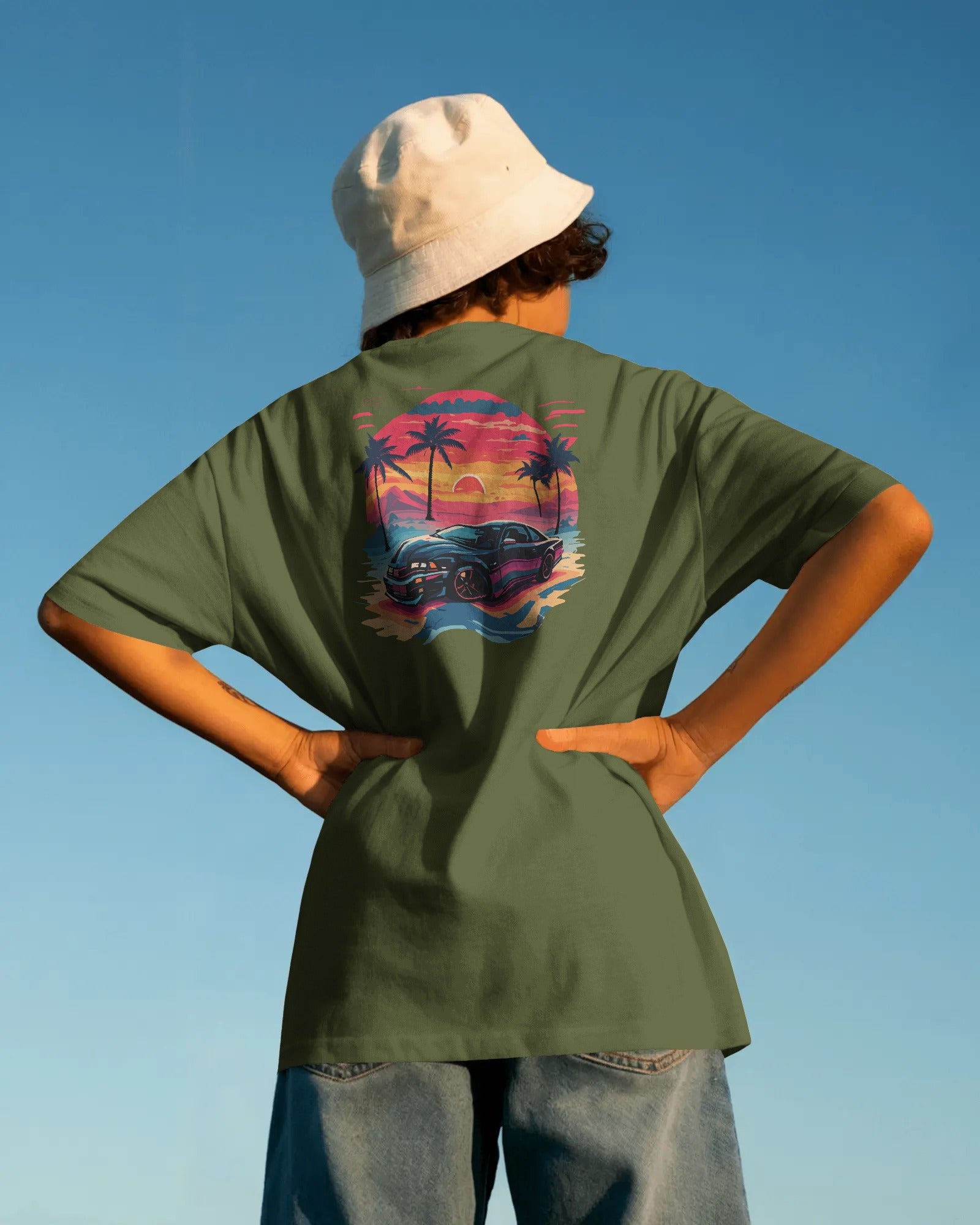 Sunset Turbo Drive – Retro Vibes Streetwear Tee