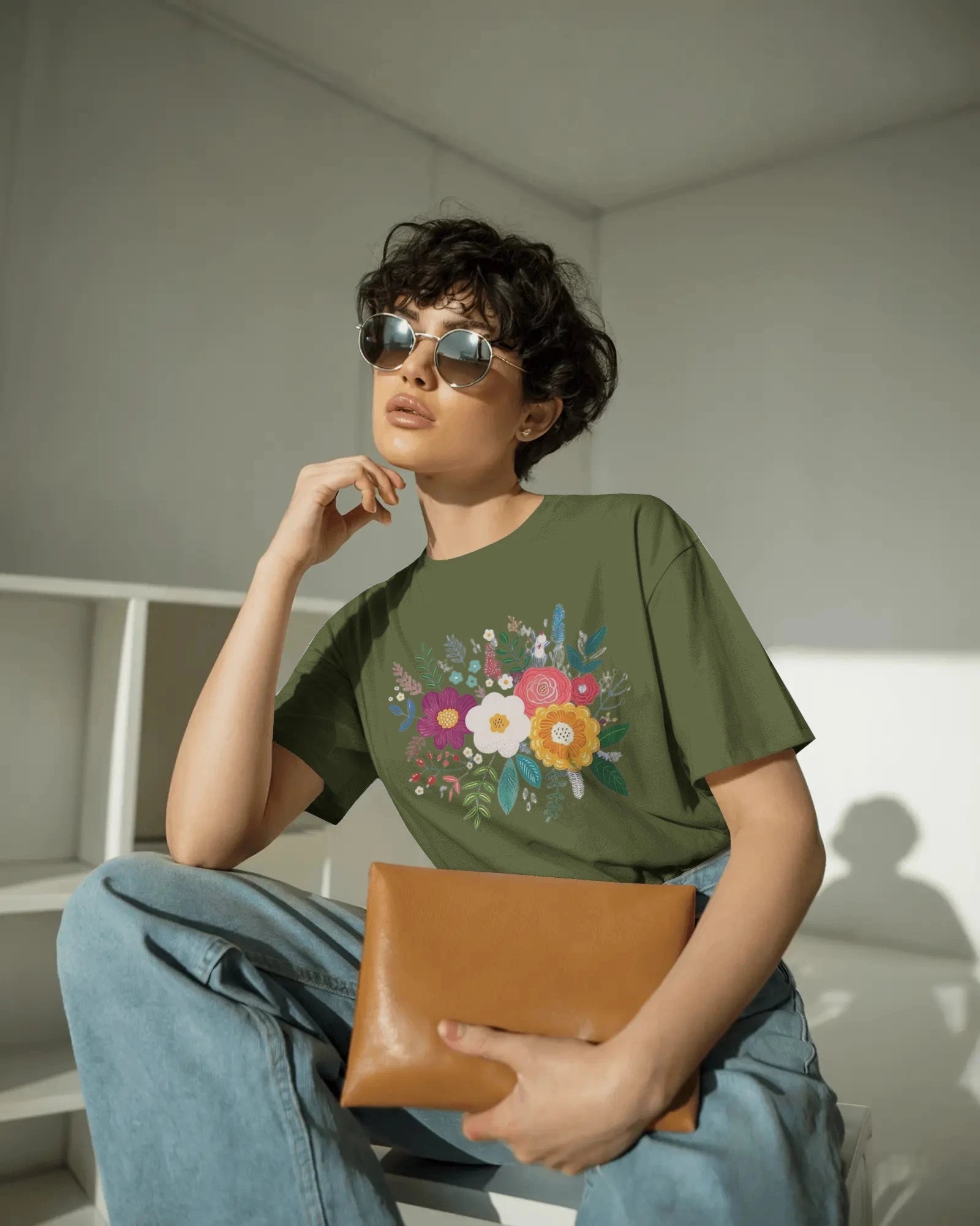 Bloom Riot – Botanical Burst Oversize Tee by Cavantee