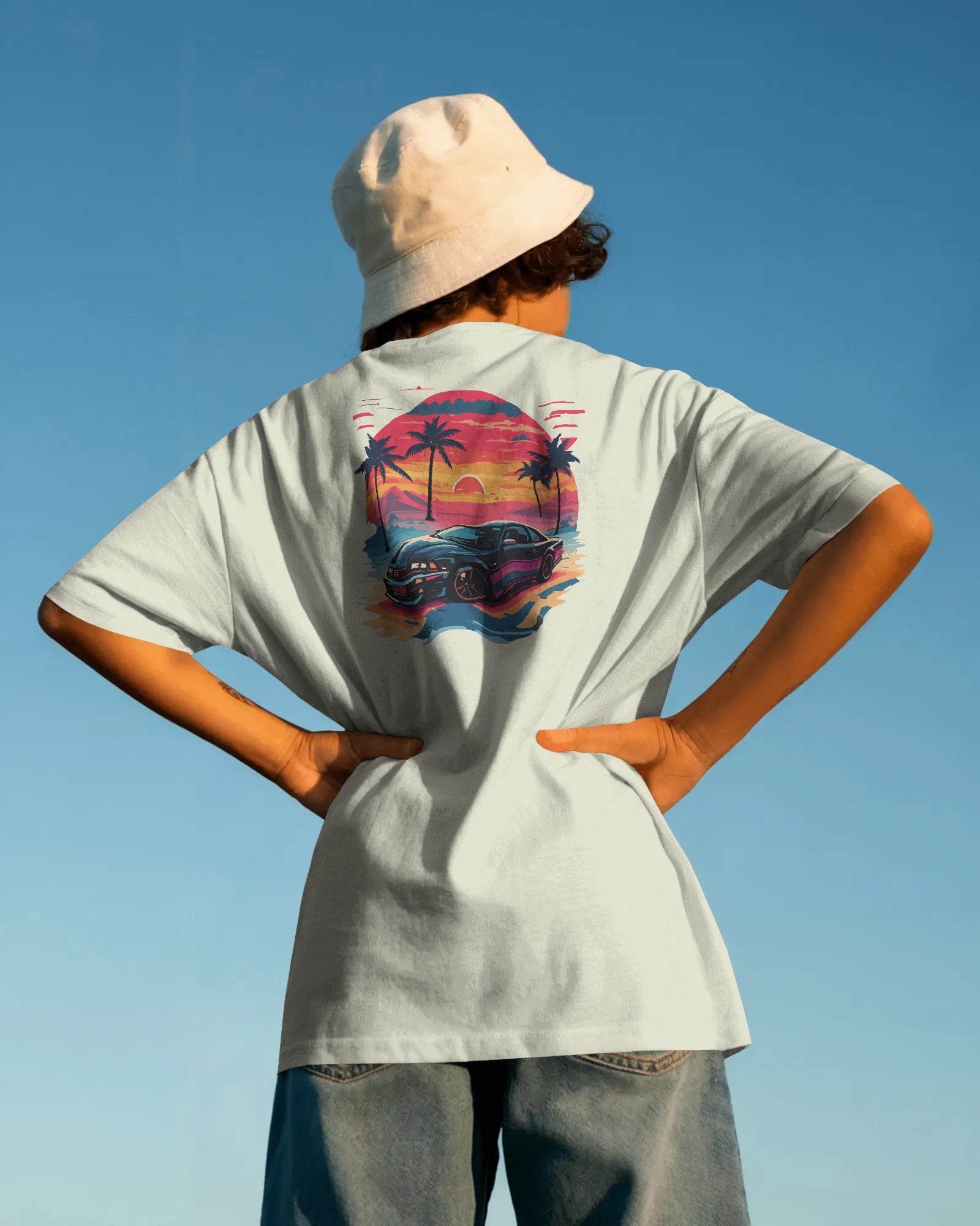 Sunset Turbo Drive – Retro Vibes Streetwear Tee