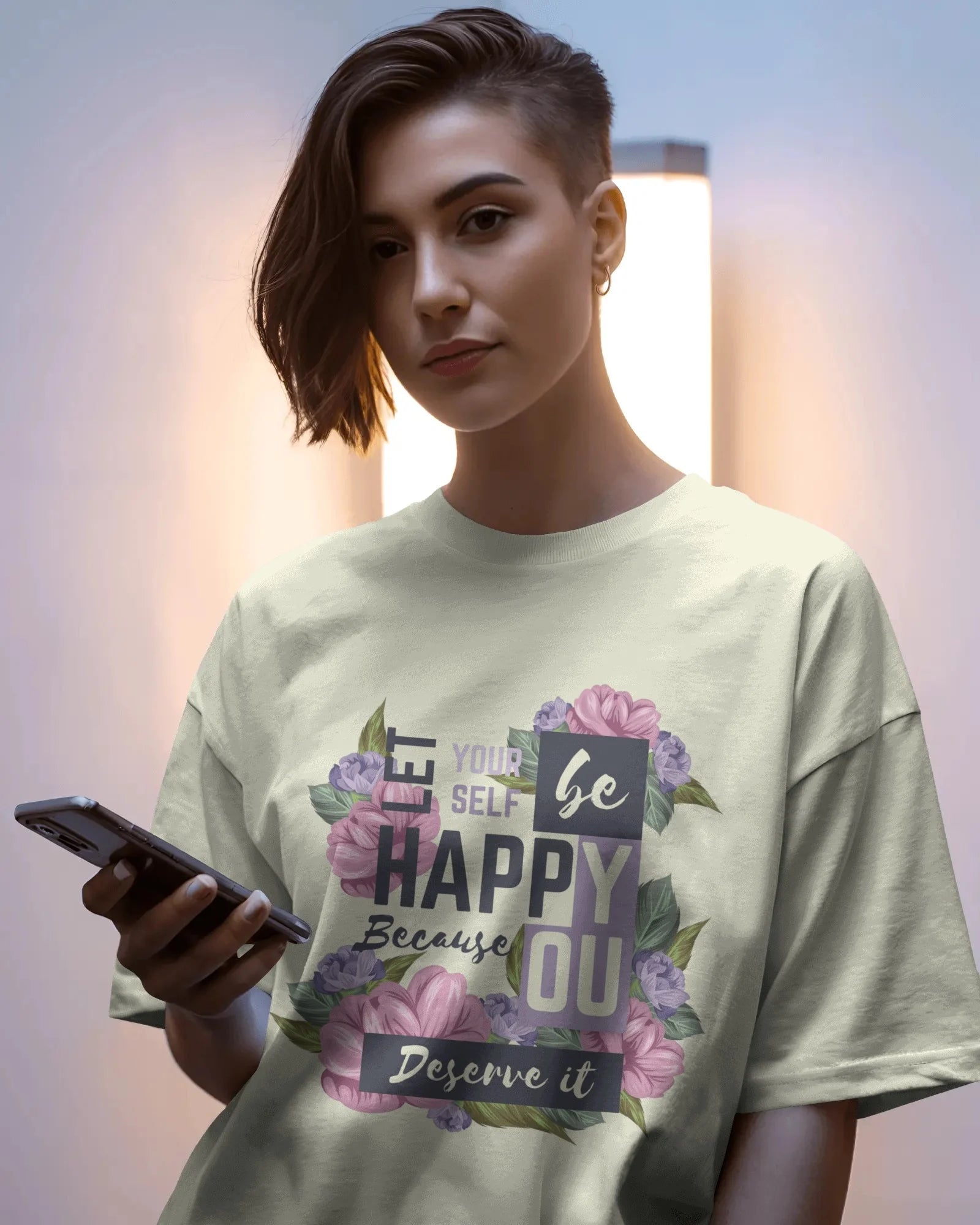 Let Yourself Be Happy Floral Typography Tee – Cavantee Edition