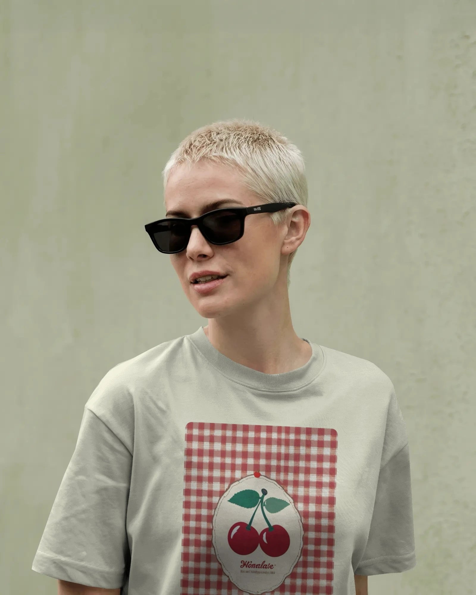 Cherry Picnic – Vintage Gingham Graphic T-Shirt