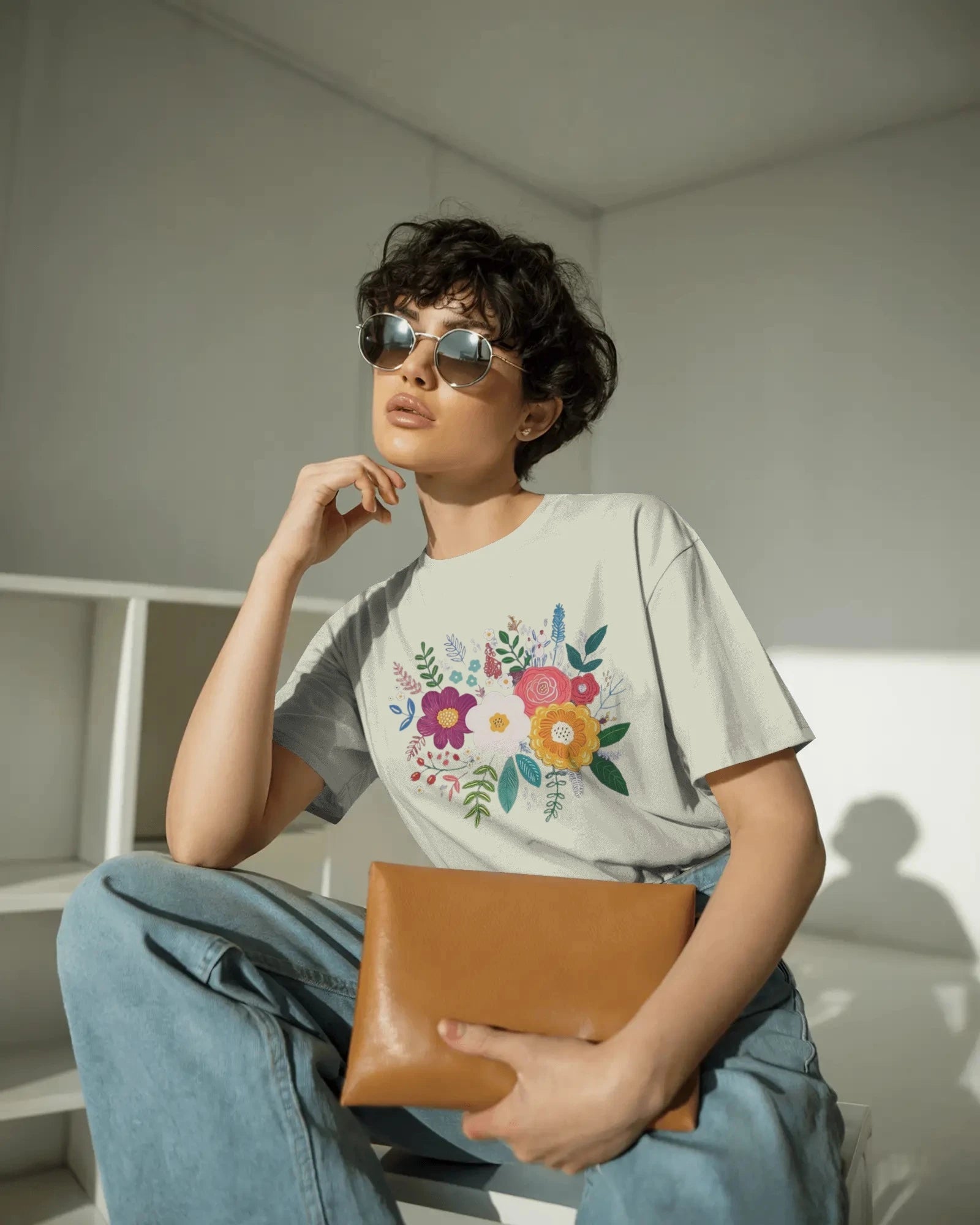 Bloom Riot – Botanical Burst Oversize Tee by Cavantee