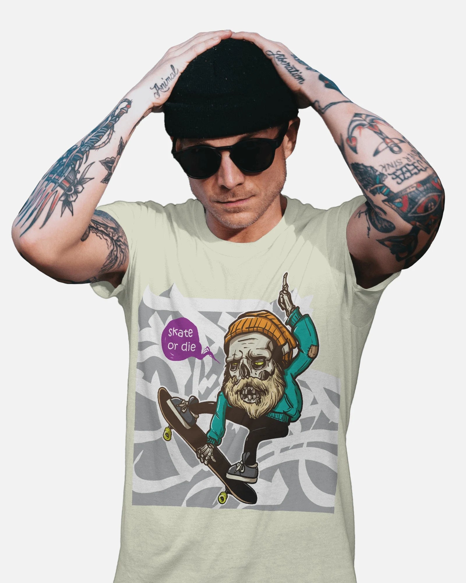 Undead Rider – Skate or Die Graffiti Tee by Cavantee