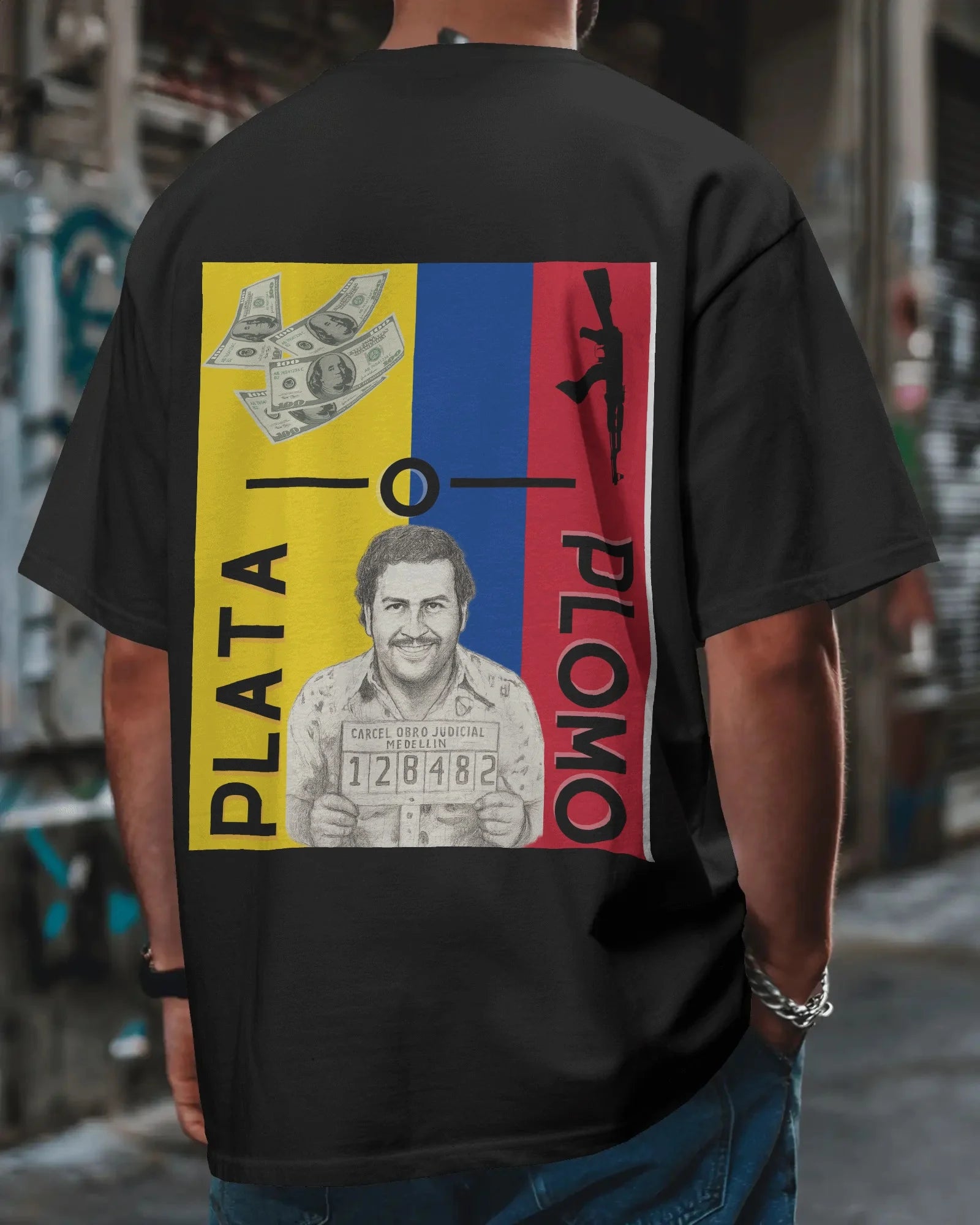 Plata o Plomo Oversize Tee – Narco Legacy Drop
