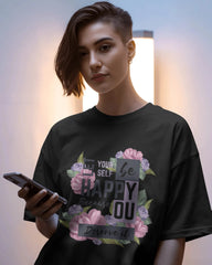 Let Yourself Be Happy Floral Typography Tee – Cavantee Edition