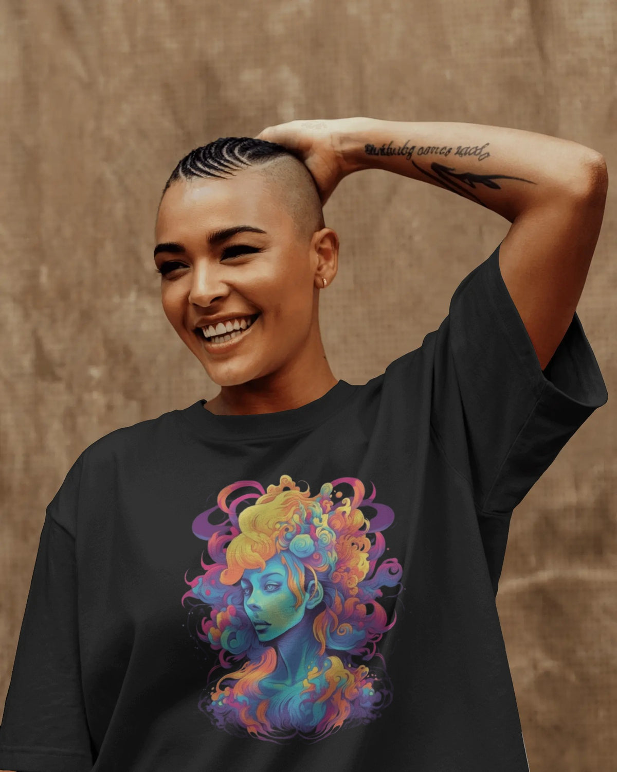 Neon Reverie – Psychedelic Muse T-Shirt by Cavantee