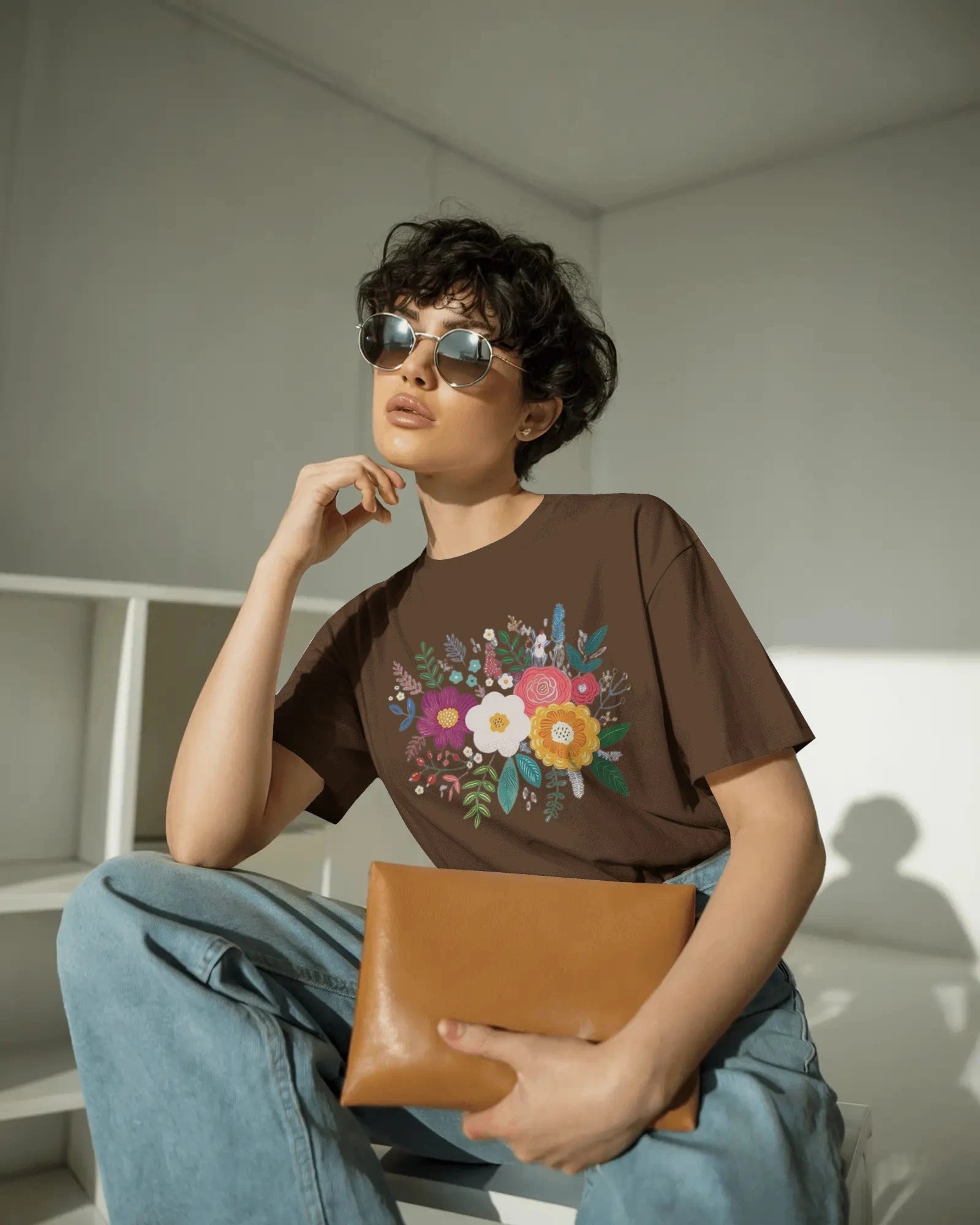 Bloom Riot – Botanical Burst Oversize Tee by Cavantee