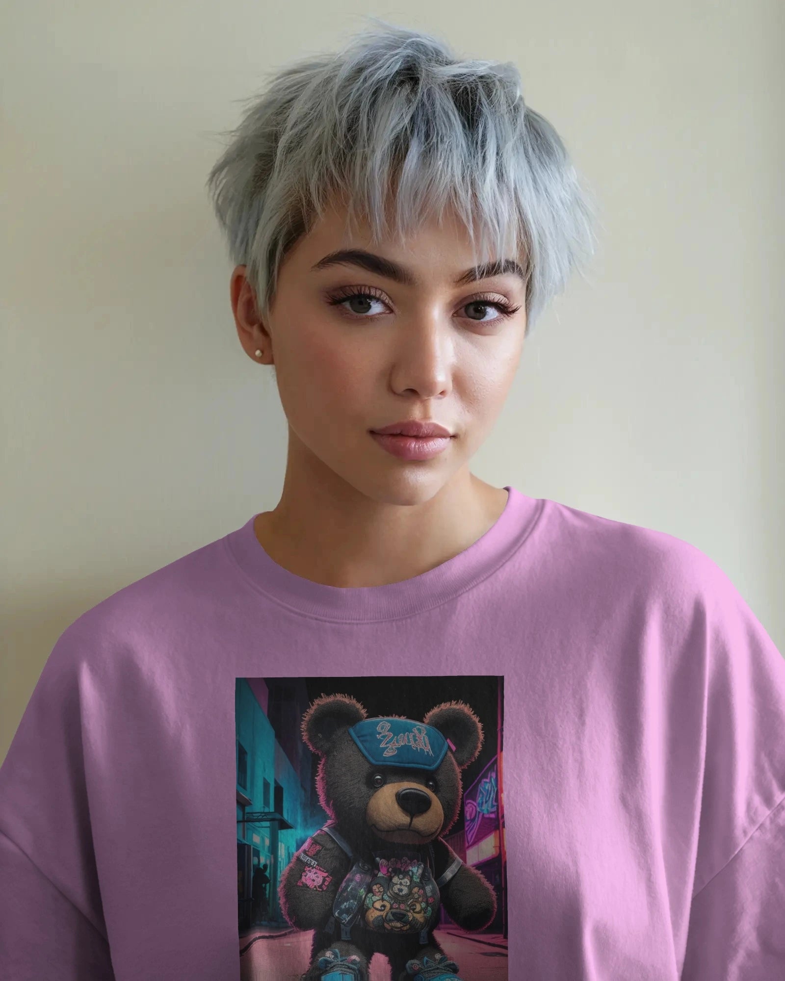 Street Teddy: Neon Hype Edition Oversized Tee