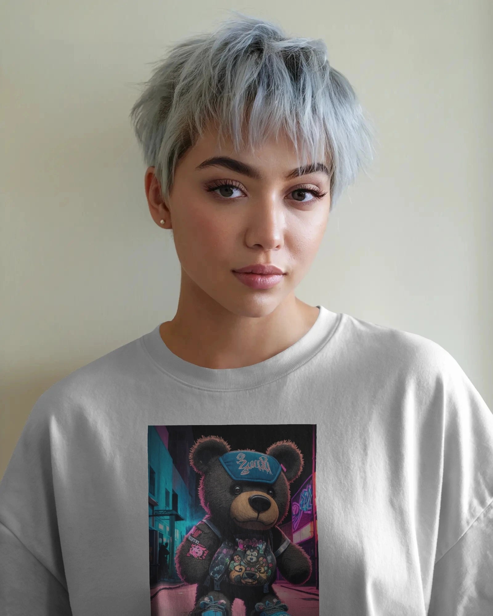 Street Teddy: Neon Hype Edition Oversized Tee