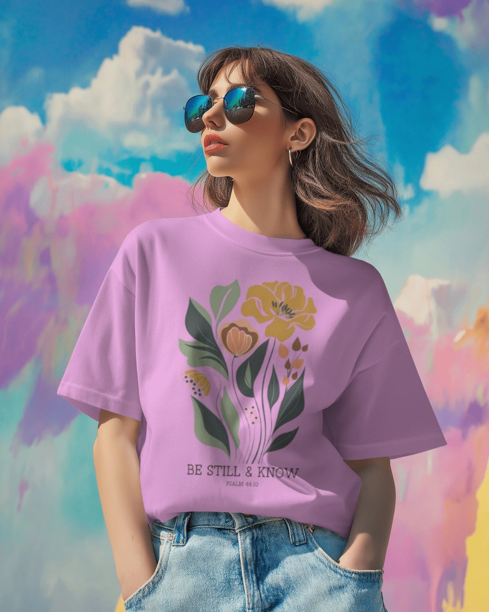 Be Still & Know Floral Scripture Tee – Cavantee Faith Series