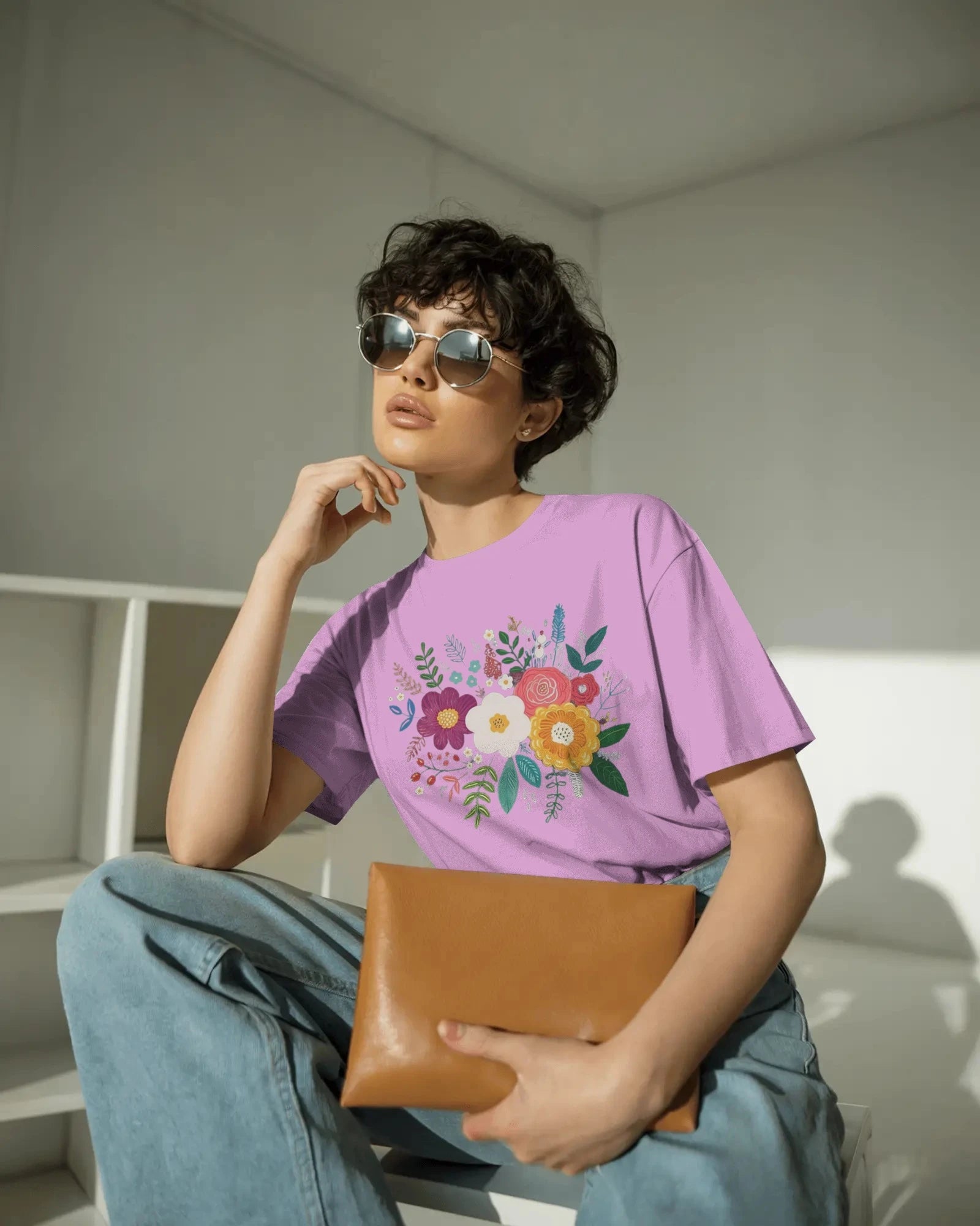 Bloom Riot – Botanical Burst Oversize Tee by Cavantee