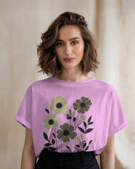 Botanic Shadow – Olive Bloom Graphic T-Shirt