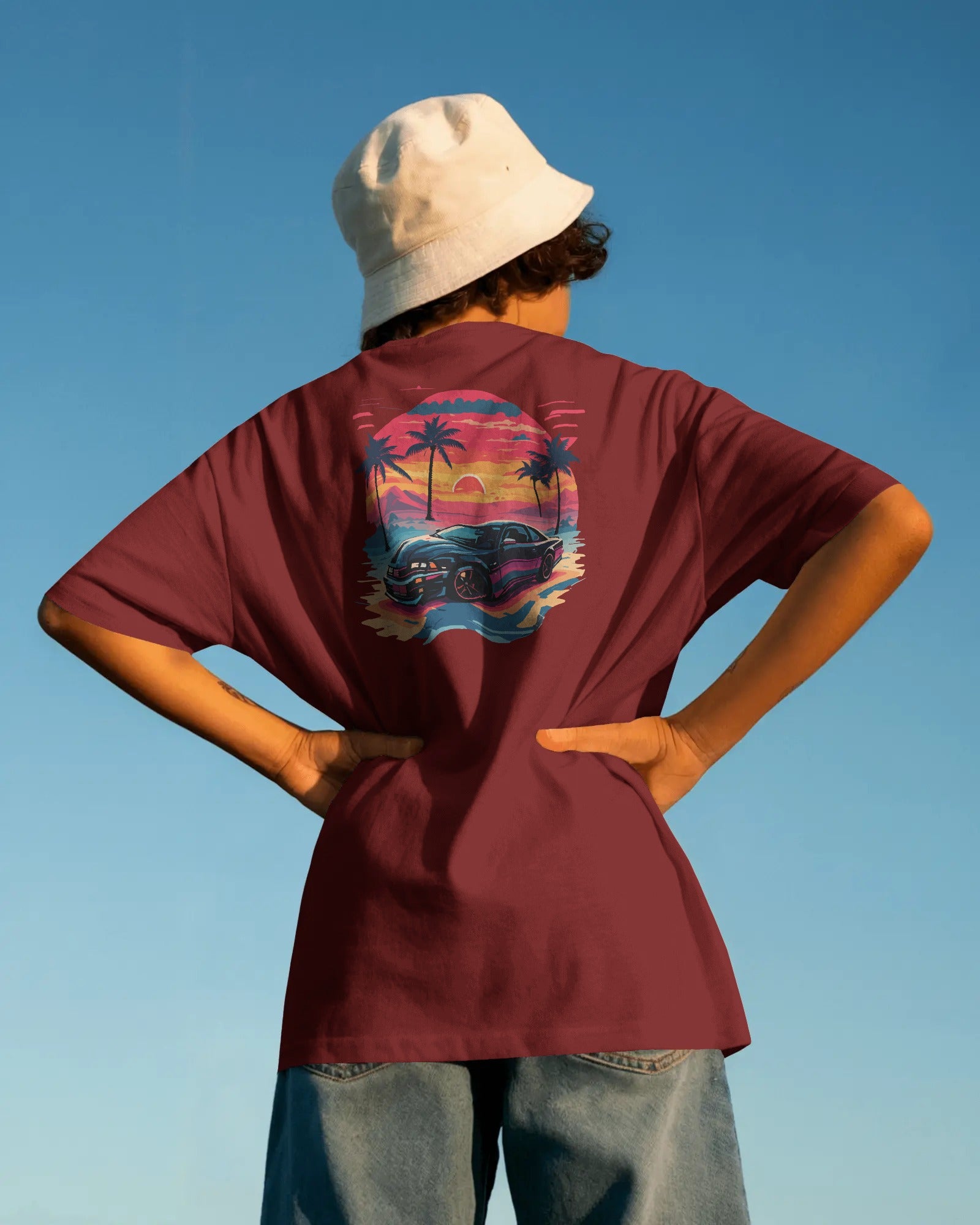Sunset Turbo Drive – Retro Vibes Streetwear Tee