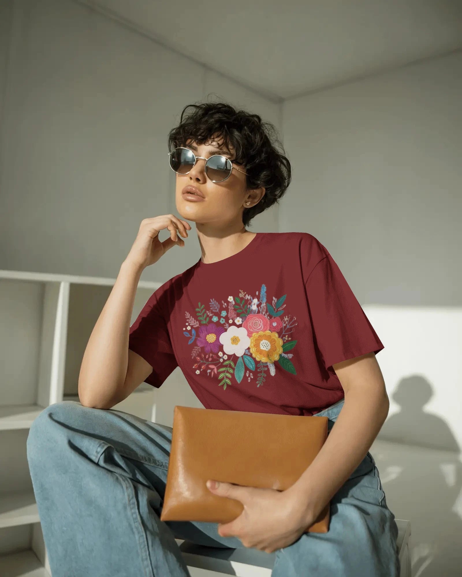 Bloom Riot – Botanical Burst Oversize Tee by Cavantee