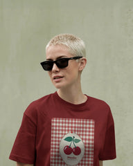 Cherry Picnic – Vintage Gingham Graphic T-Shirt