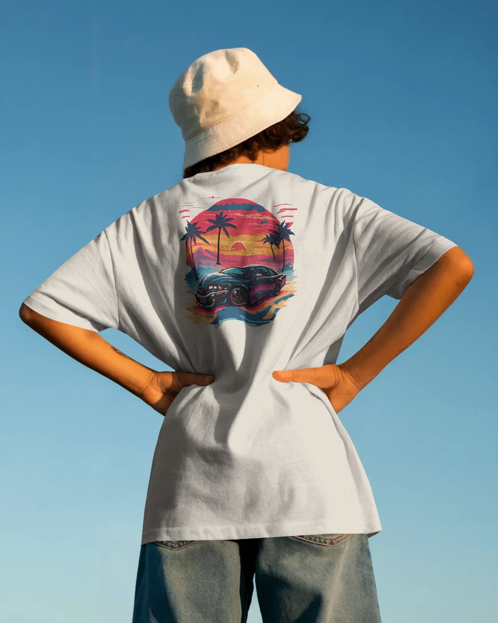 Sunset Turbo Drive – Retro Vibes Streetwear Tee