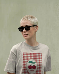 Cherry Picnic – Vintage Gingham Graphic T-Shirt