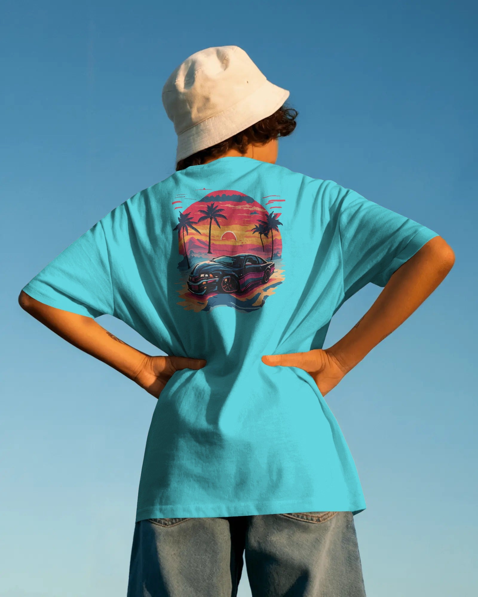 Sunset Turbo Drive – Retro Vibes Streetwear Tee