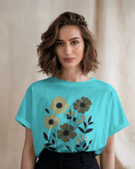 Botanic Shadow – Olive Bloom Graphic T-Shirt
