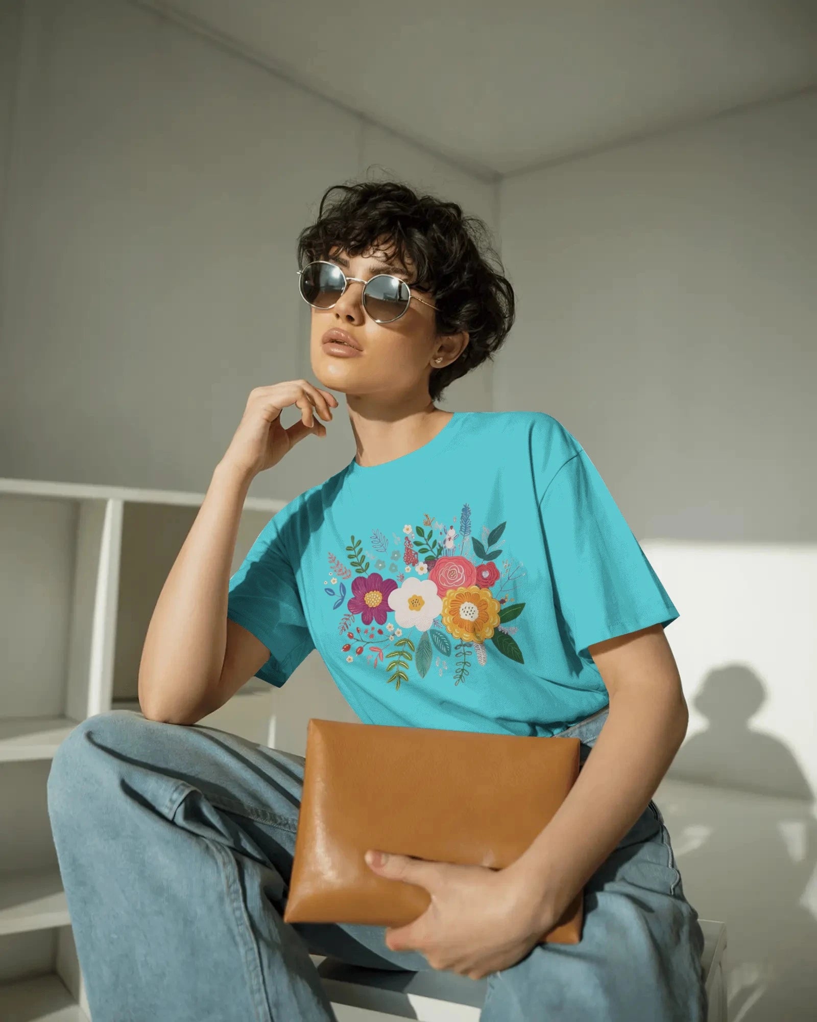 Bloom Riot – Botanical Burst Oversize Tee by Cavantee