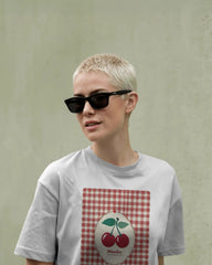 Cherry Picnic – Vintage Gingham Graphic T-Shirt