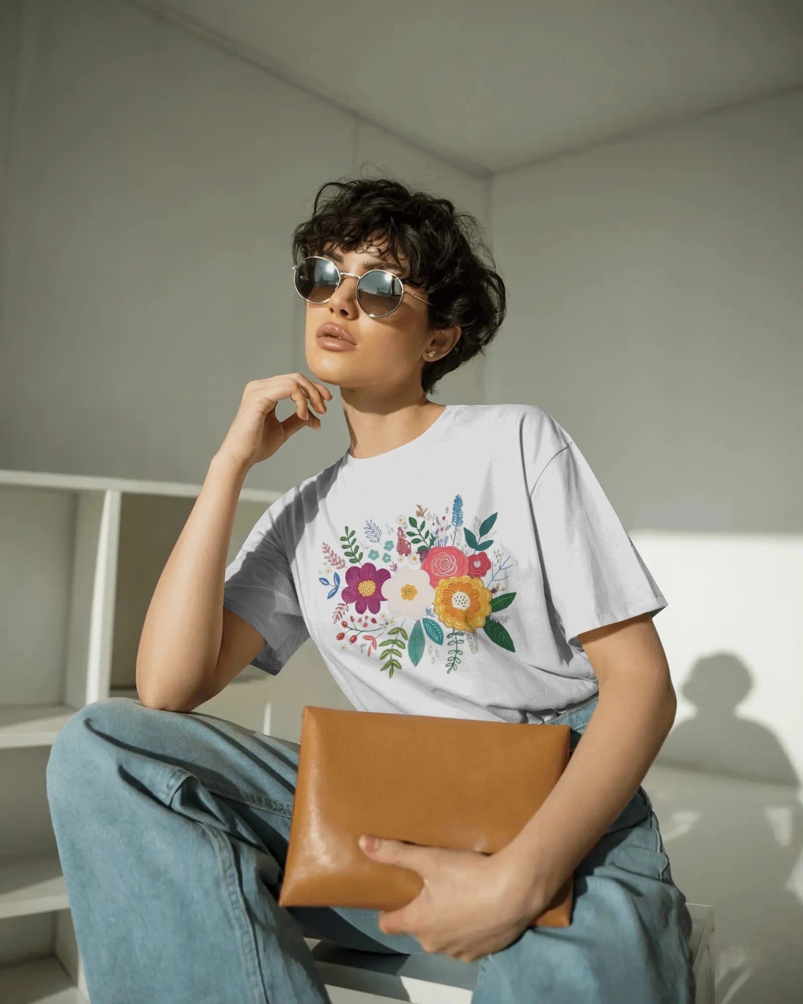 Bloom Riot – Botanical Burst Oversize Tee by Cavantee