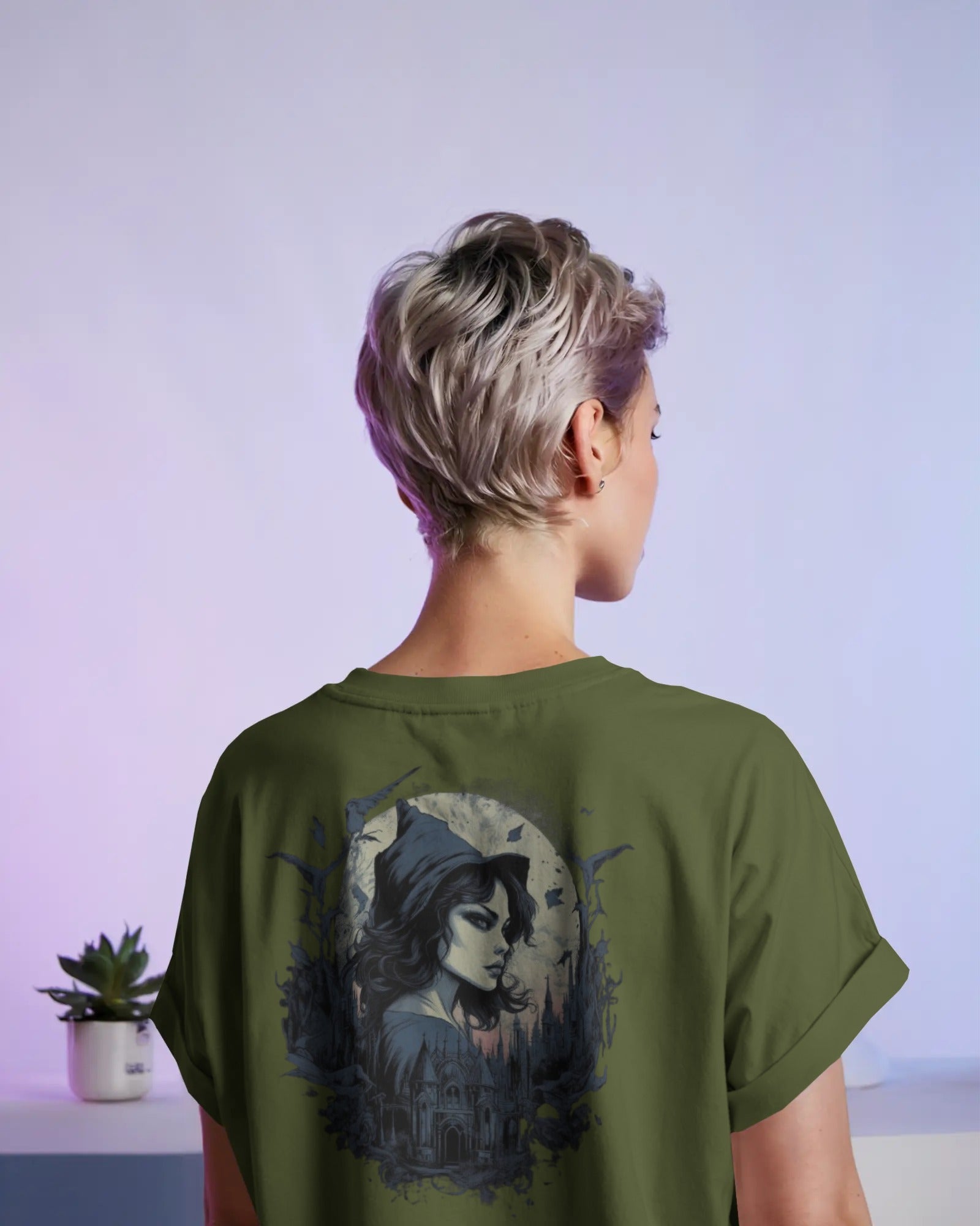 Moonlit Witch Oversize Tee – Nocturnal Gothic Drop