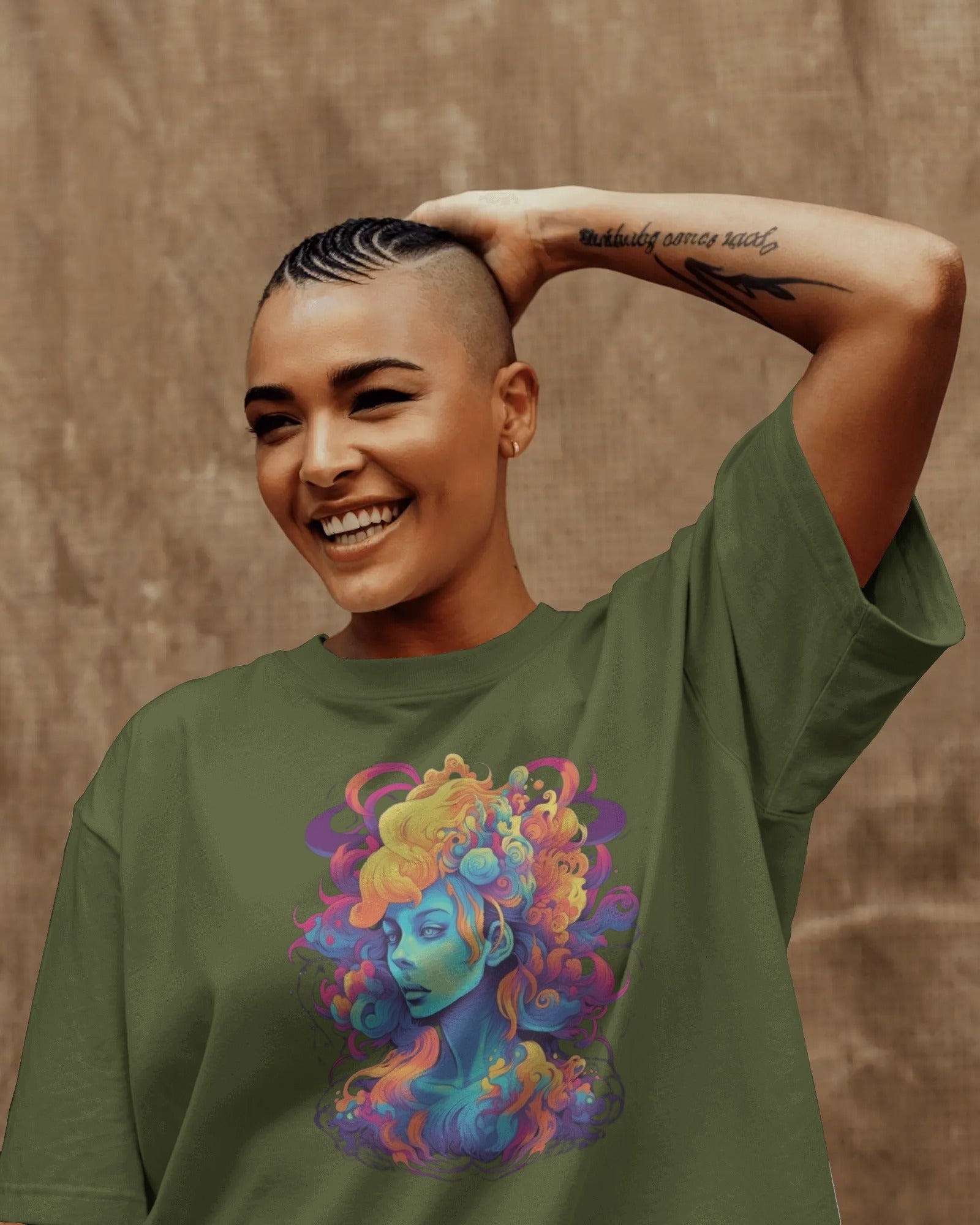 Neon Reverie – Psychedelic Muse T-Shirt by Cavantee