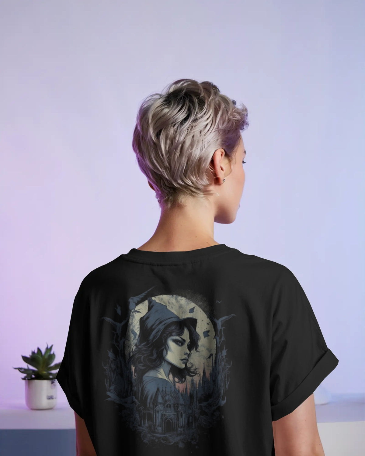 Moonlit Witch Oversize Tee – Nocturnal Gothic Drop