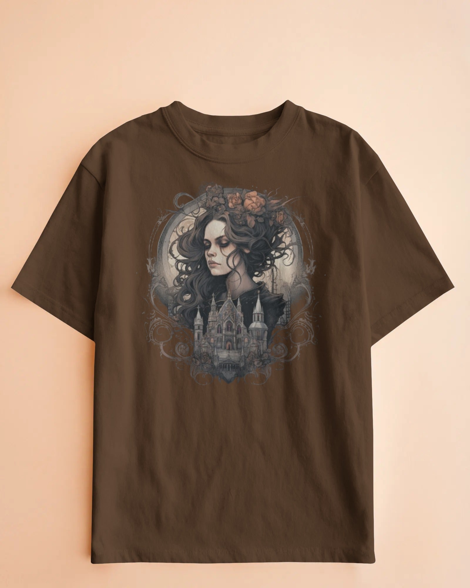 Dark Rose Cathedral Oversize Tee – Gothic Grace Edition