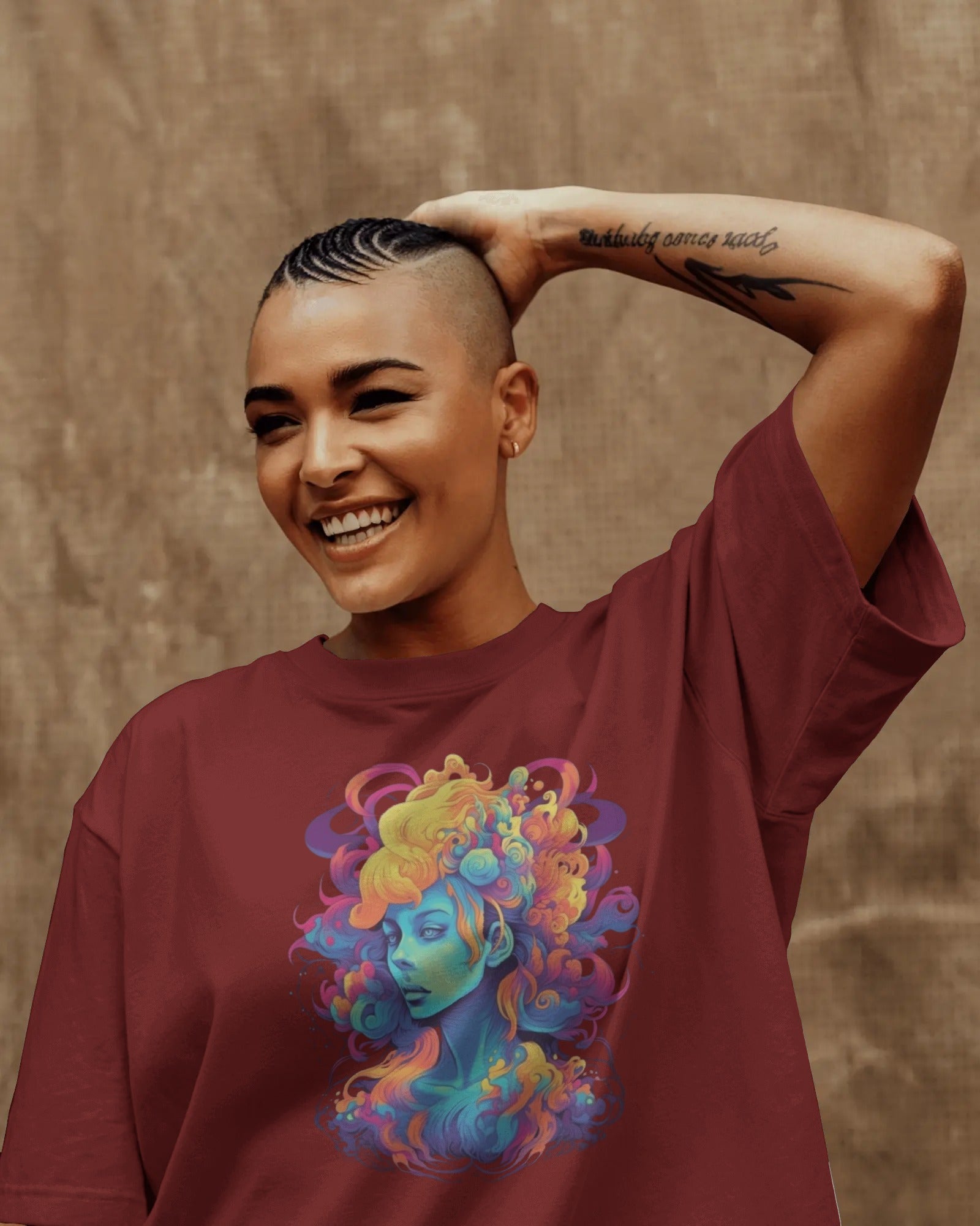 Neon Reverie – Psychedelic Muse T-Shirt by Cavantee