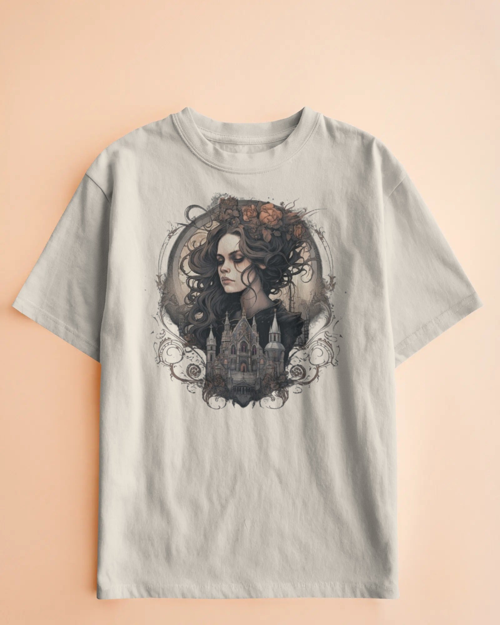 Dark Rose Cathedral Oversize Tee – Gothic Grace Edition