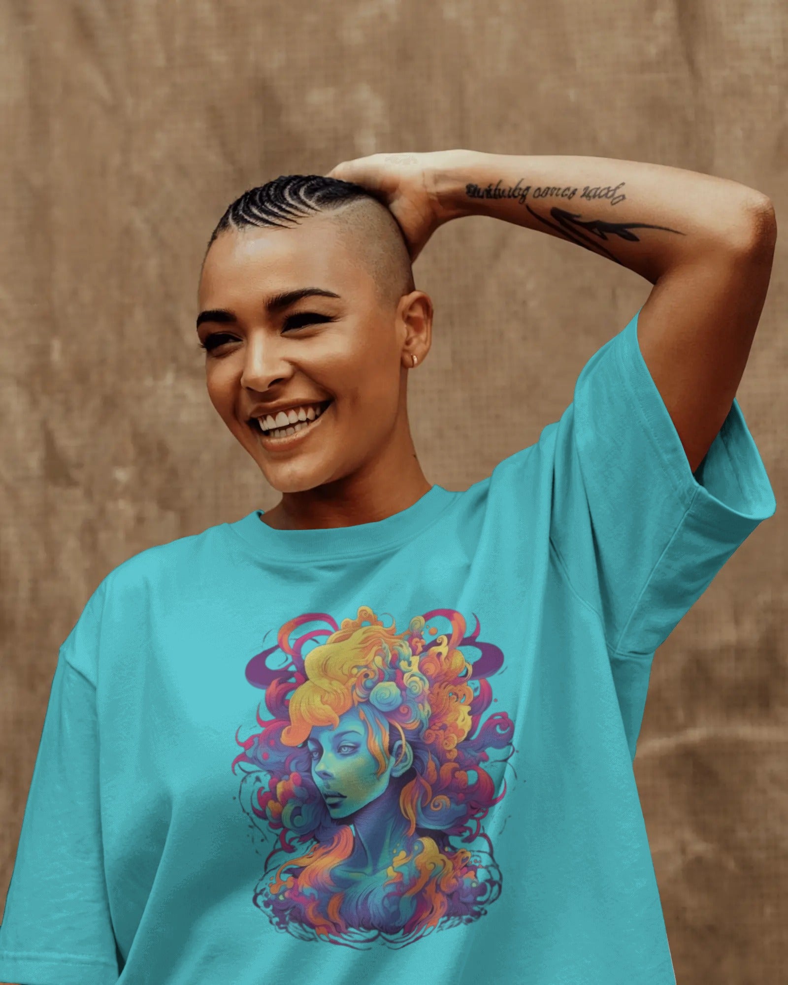 Neon Reverie – Psychedelic Muse T-Shirt by Cavantee