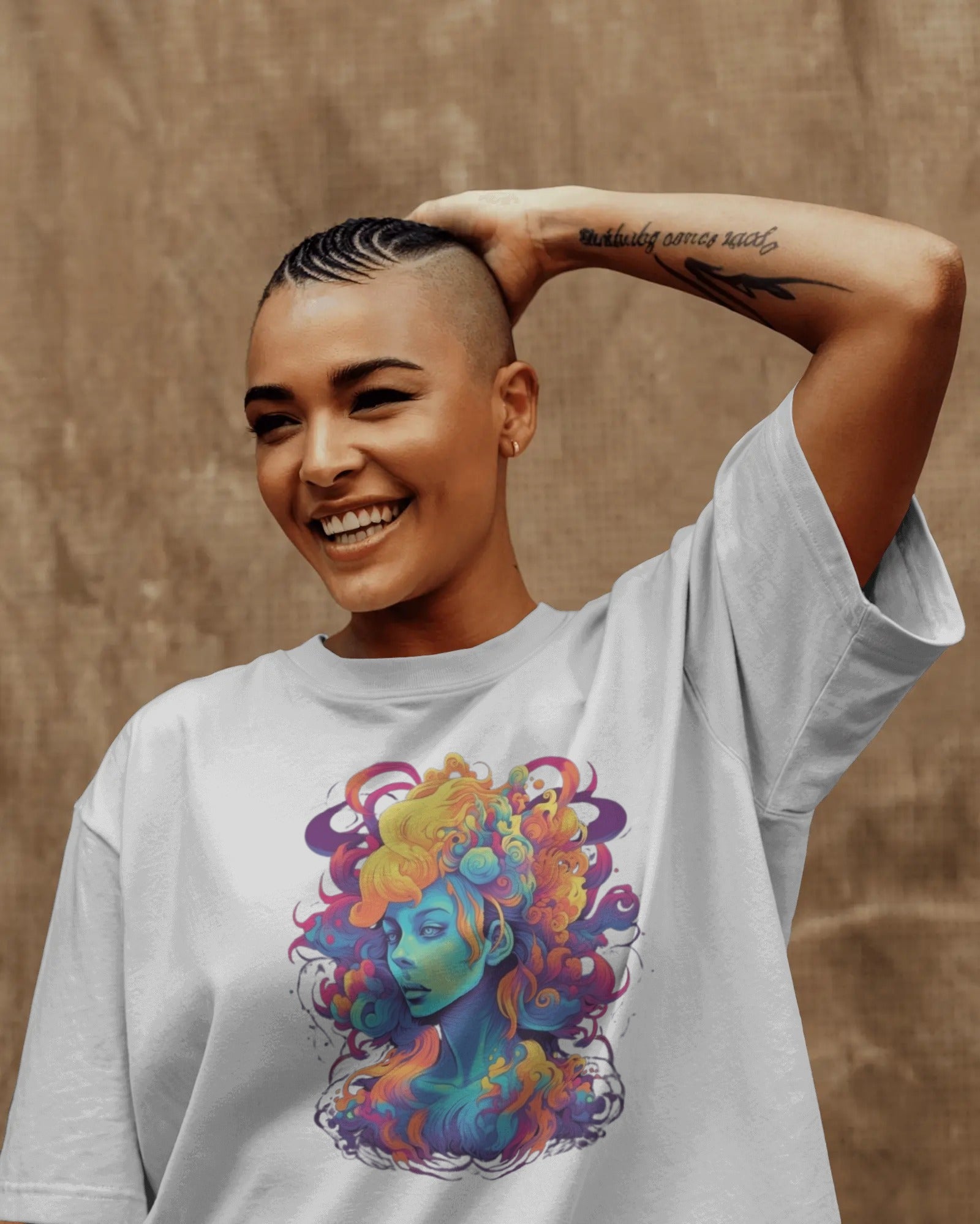 Neon Reverie – Psychedelic Muse T-Shirt by Cavantee