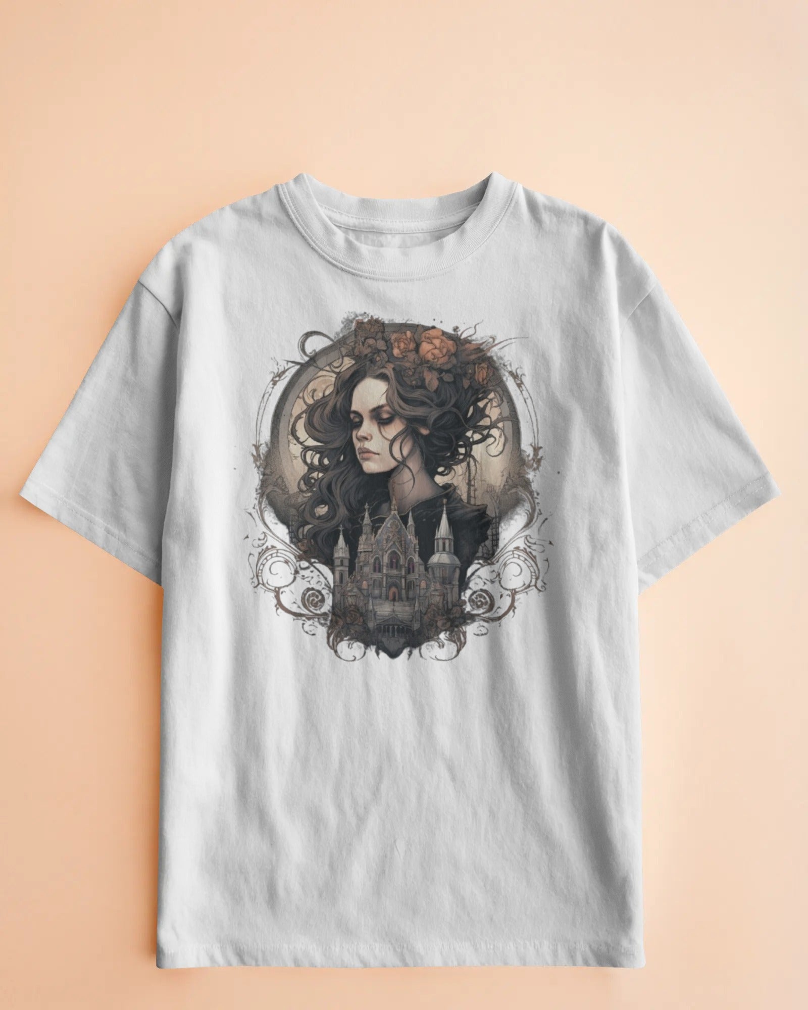 Dark Rose Cathedral Oversize Tee – Gothic Grace Edition
